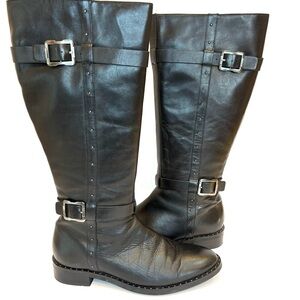Diba Rider Tall Leather Riding Boot Full Zip Equestrian Black size 9.5